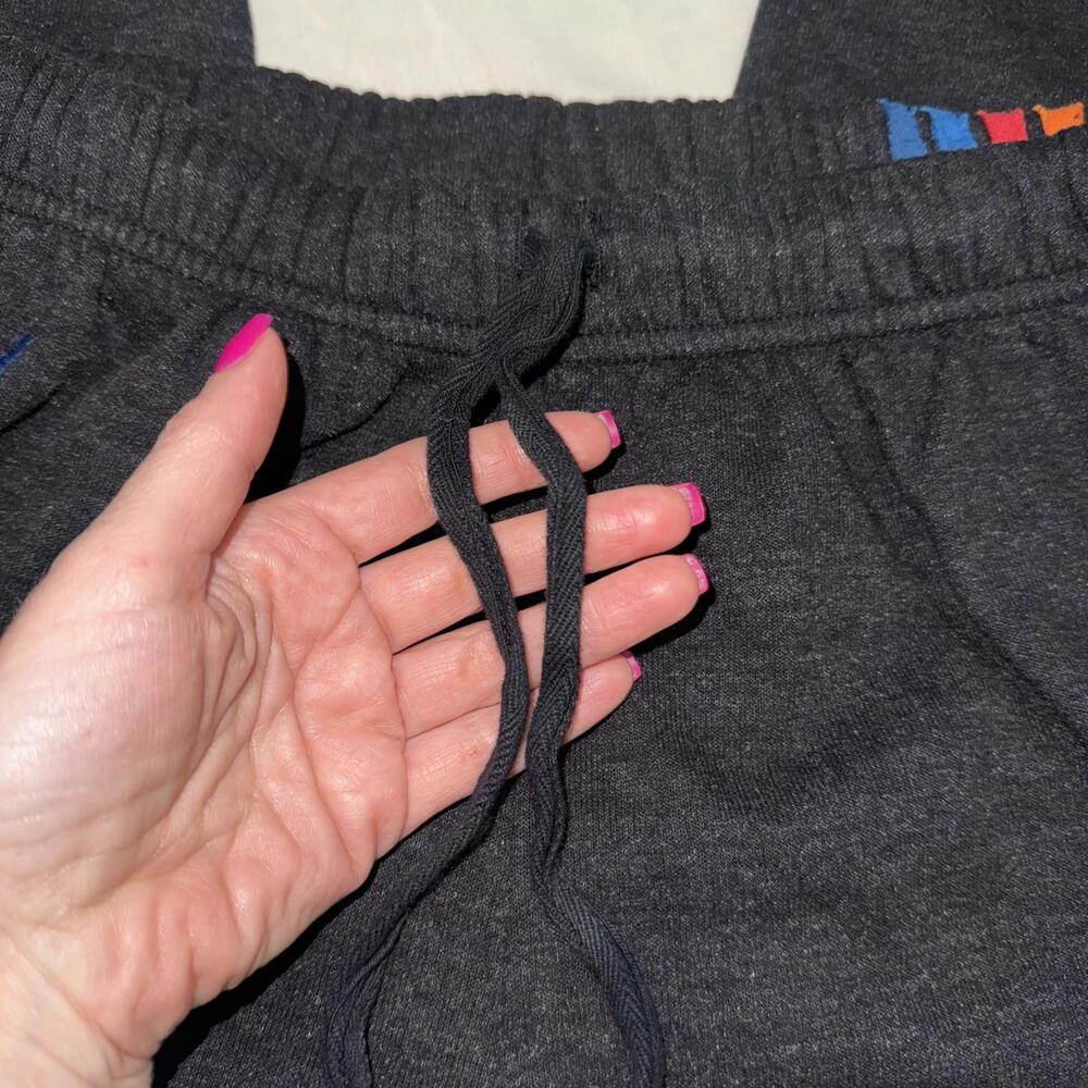Aviator Nation Sweatpants Womens Small Black Rainbow 5-Stripe Fleece Jogger - Picture 4 of 9